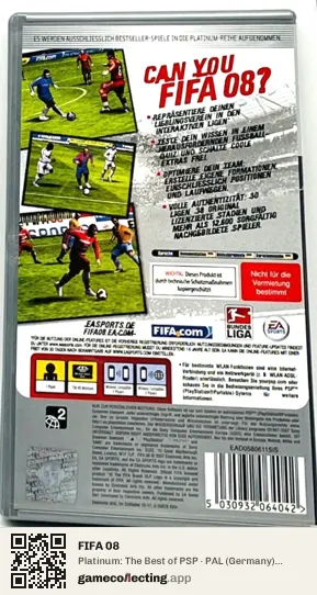 FIFA 08 PlayStation Portable, Germany box back