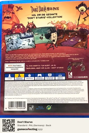 Don't Starve PlayStation 4, Germany box back