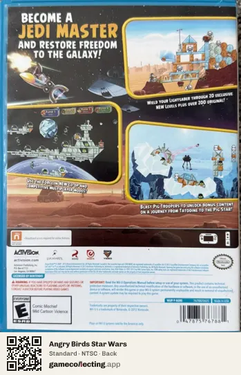 Angry Birds Star Wars Nintendo Wii U, NTSC box back