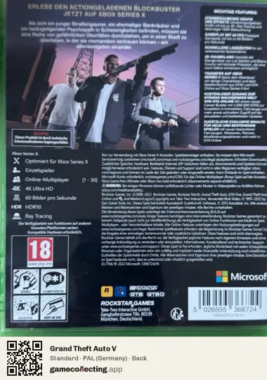 Grand Theft Auto V Xbox Series X, Germany box back