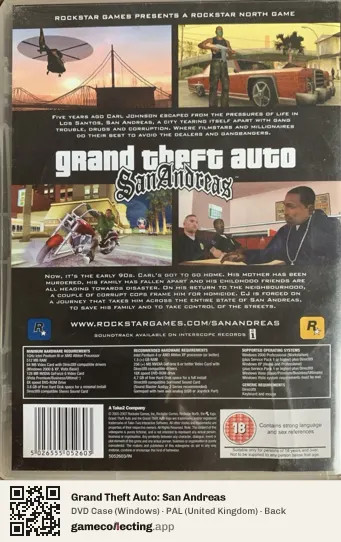 Grand Theft Auto: San Andreas Computer, United Kingdom box back