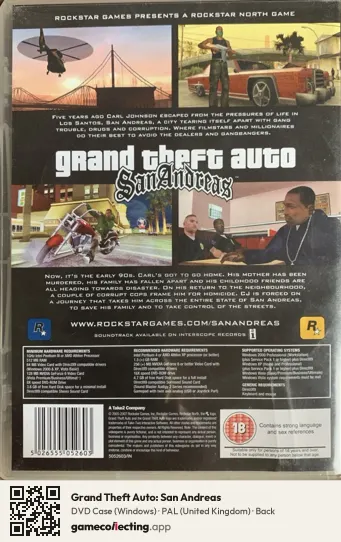 Grand Theft Auto: San Andreas Computer, United Kingdom box back