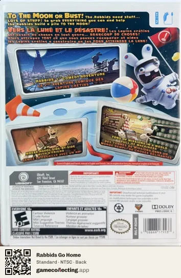 Rabbids Go Home Nintendo Wii, NTSC box back