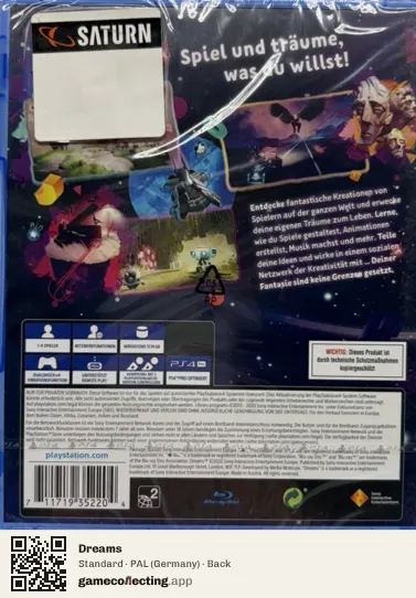 Dreams PlayStation 4, Germany box back