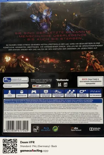 Doom VFR PlayStation 4, Germany box back