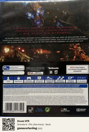 Doom VFR PlayStation 4, Germany box back