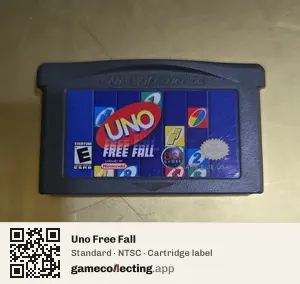 Uno Free Fall Game Boy Advance, NTSC cartridge label