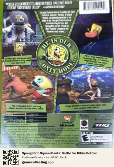 SpongeBob SquarePants: Battle for Bikini Bottom Xbox, NTSC box back