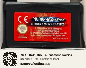 Yu Yu Hakusho: Tournament Tactics Game Boy Advance, PAL cartridge label