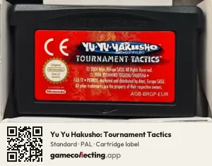 Yu Yu Hakusho: Tournament Tactics Game Boy Advance, PAL cartridge label