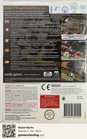 Super Karts Nintendo Wii, PAL box back