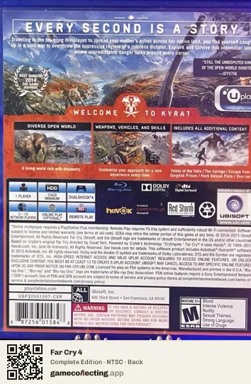 Far Cry 4 PlayStation 4, NTSC box back