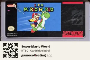 Super Mario World Super Nintendo Entertainment System, NTSC cartridge label