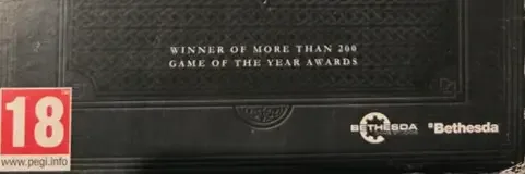 The Elder Scrolls V: Skyrim, the PEGI square on its front
