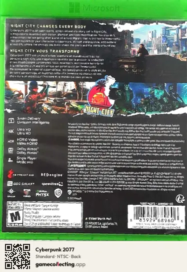 Cyberpunk 2077 Xbox One, NTSC box back