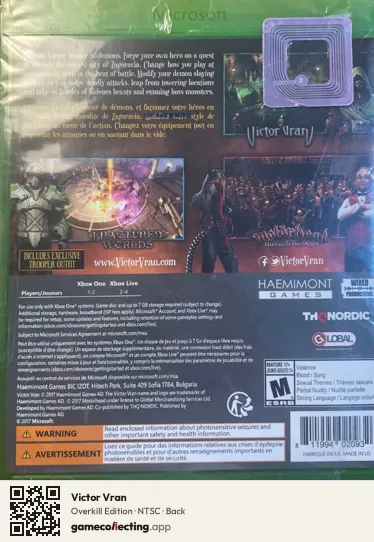 Victor Vran Xbox One, NTSC box back