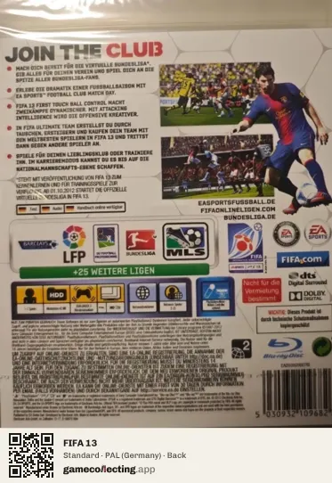 FIFA 13 PlayStation 3, Germany box back