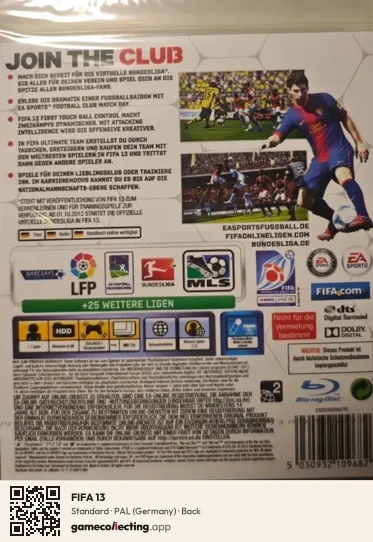 FIFA 13 PlayStation 3, Germany box back