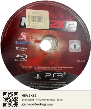 NBA 2K12 PlayStation 3, PAL disc