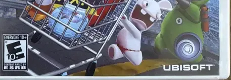 Rabbids Go Home, the ESRB box on its front