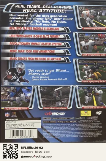 NFL Blitz 20-02 PlayStation 2, NTSC box back