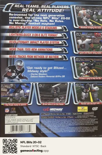 NFL Blitz 20-02 PlayStation 2, NTSC box back