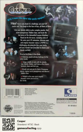 Casper Sega Saturn, NTSC box back