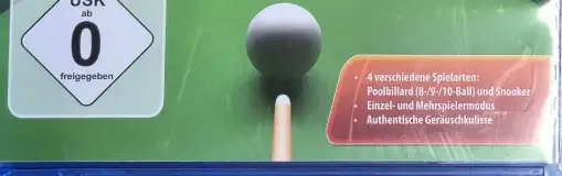3D Billiards: Billiards & Snooker, the USK square on its front