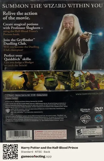 Harry Potter and the Half-Blood Prince PlayStation 2, NTSC box back