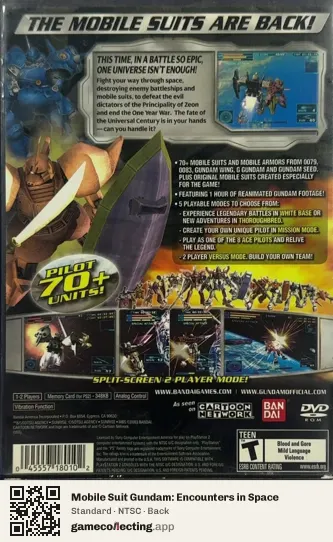 Mobile Suit Gundam: Encounters in Space PlayStation 2, NTSC box back