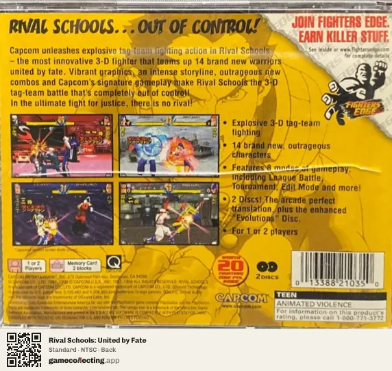 Rival Schools: United by Fate PlayStation, NTSC box back