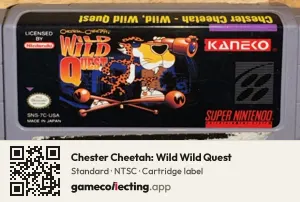 Chester Cheetah: Wild Wild Quest Super Nintendo Entertainment System, NTSC cartridge label