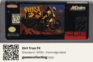 Dirt Trax FX Super Nintendo Entertainment System, NTSC cartridge label