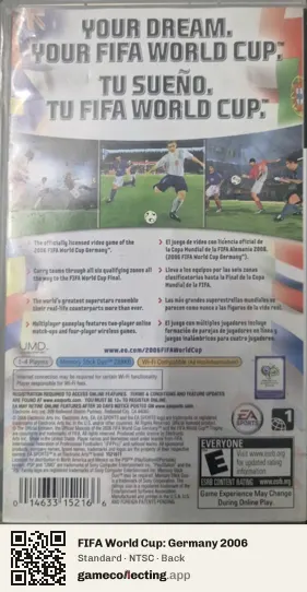 FIFA World Cup: Germany 2006 PlayStation Portable, NTSC box back