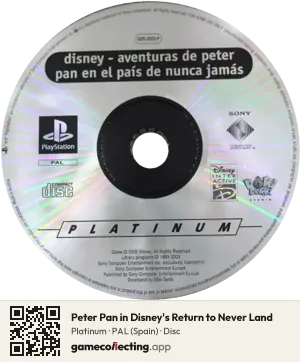 Peter Pan in Disney's Return to Never Land PlayStation, PAL disc