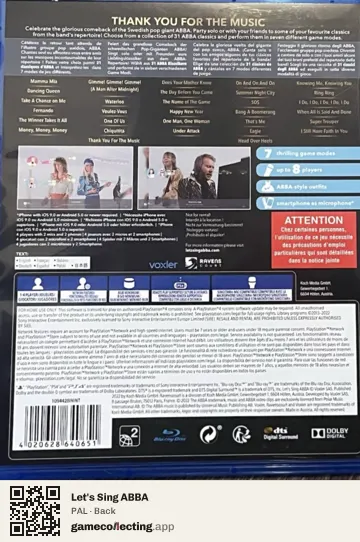 Let's Sing ABBA PlayStation 4, PAL box back