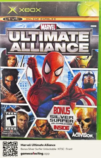 Marvel: Ultimate Alliance Xbox, NTSC box front