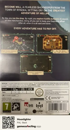 Moonlighter Nintendo Switch, PAL box back