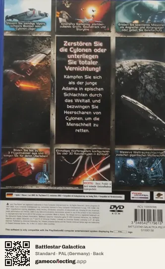 Battlestar Galactica PlayStation 2, Germany box back