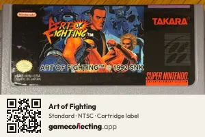 Art of Fighting Super Nintendo Entertainment System, NTSC cartridge label