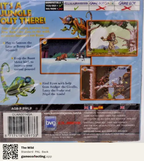 The Wild Game Boy Advance, PAL box back