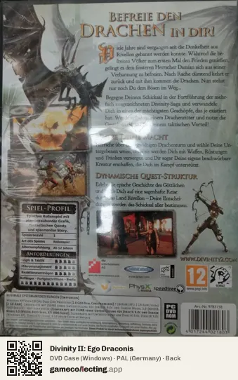 Divinity II: Ego Draconis Computer, Germany box back