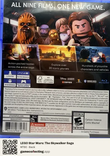 LEGO Star Wars: The Skywalker Saga PlayStation 4, NTSC box back