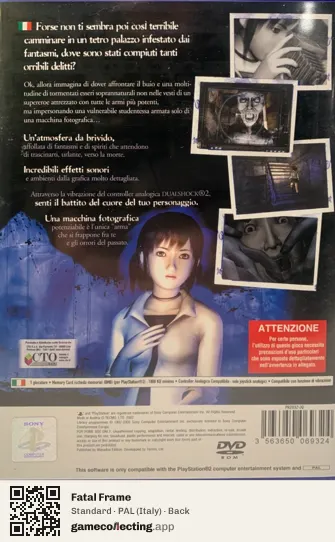 Fatal Frame PlayStation 2, Italy box back
