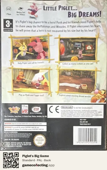 Piglet's Big Game Nintendo GameCube, PAL box back
