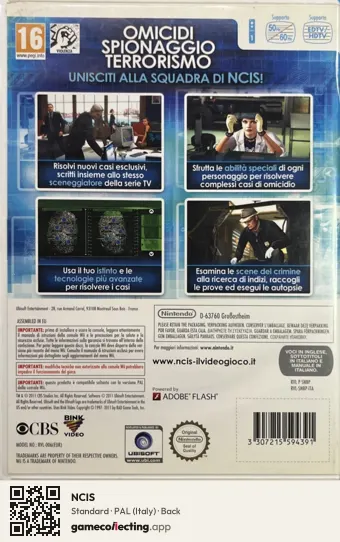 NCIS Nintendo Wii, Italy box back