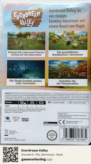 Everdream Valley Nintendo Switch, Germany box back