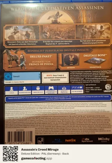 Assassin's Creed Mirage PlayStation 4, Germany box back