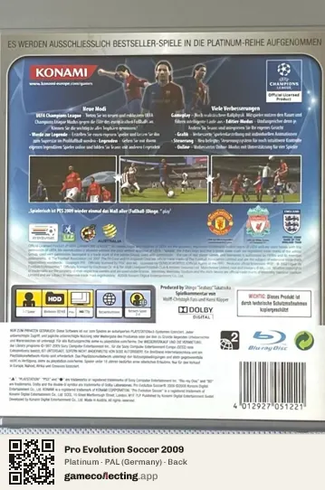 Pro Evolution Soccer 2009 PlayStation 3, Germany box back