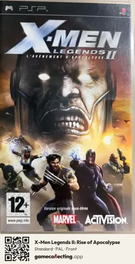 X-Men Legends II: Rise of Apocalypse PlayStation Portable, PAL box front